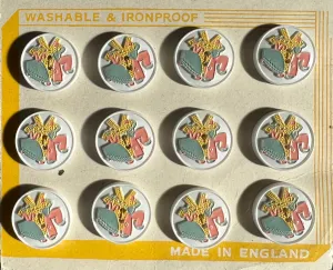 12 Whimsical Dutch Dancers Made in England 1.8cm Buttons