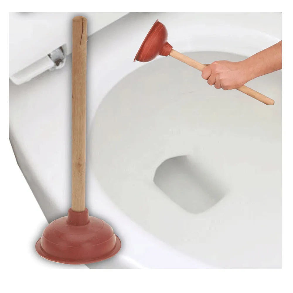 6Pcs Heavy Duty Toilet Plunger Long Fix Drain Clogged Bathroom Force Suction Cup