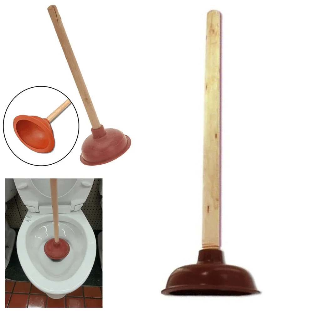 6Pcs Heavy Duty Toilet Plunger Long Fix Drain Clogged Bathroom Force Suction Cup
