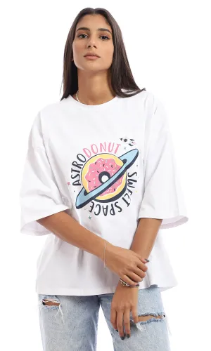95351 Printed Cotton Loose Fit T-Shirt - White