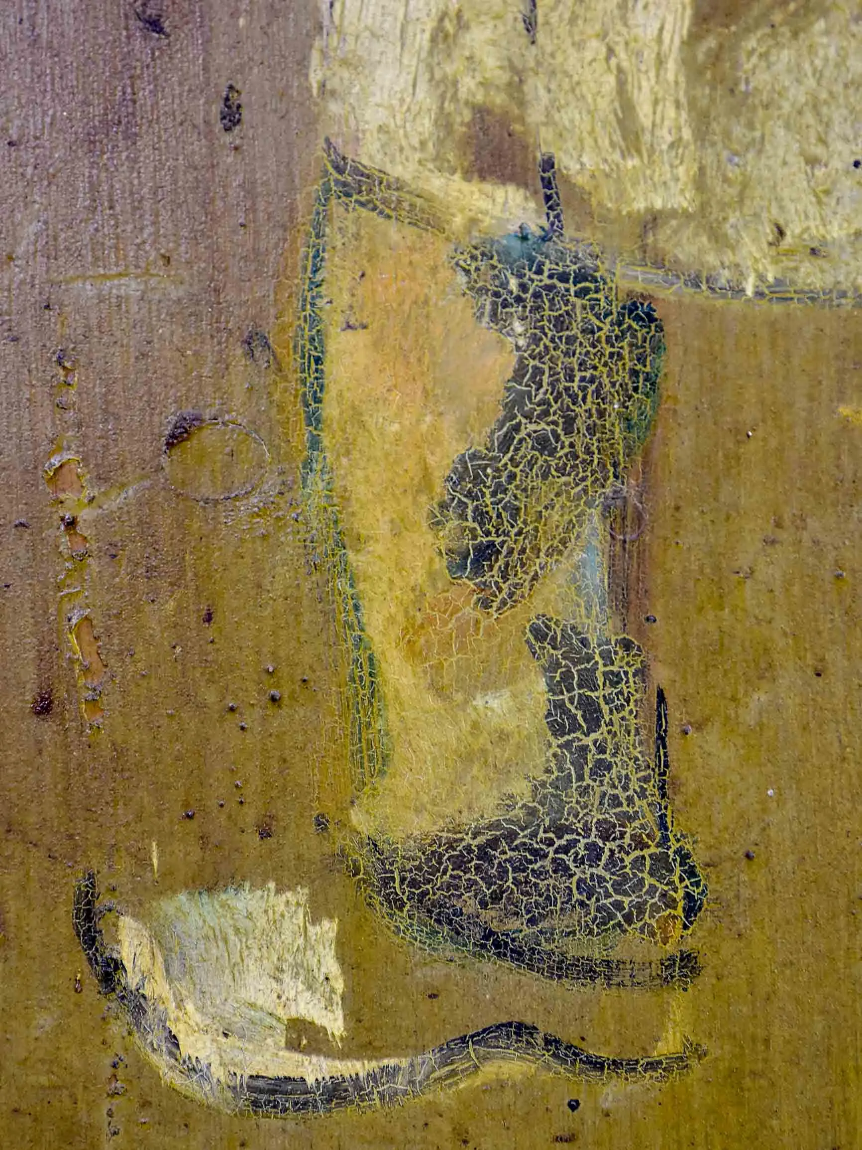Antique French painting of a man - painted on a shutter