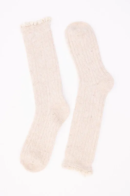 Autumn Vibes Ribbed Ruffle-Trim Socks
