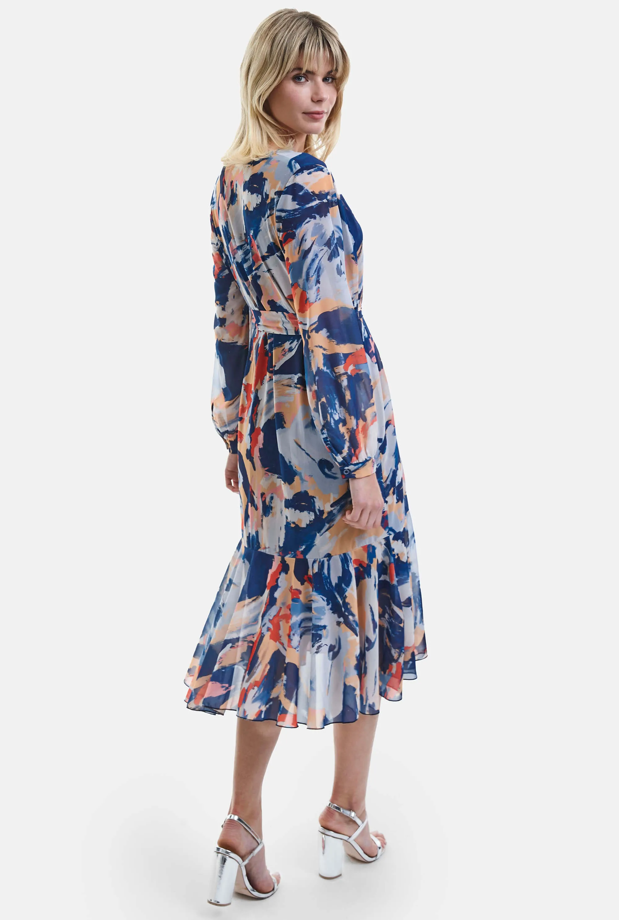 Belted Midi Dress Blue