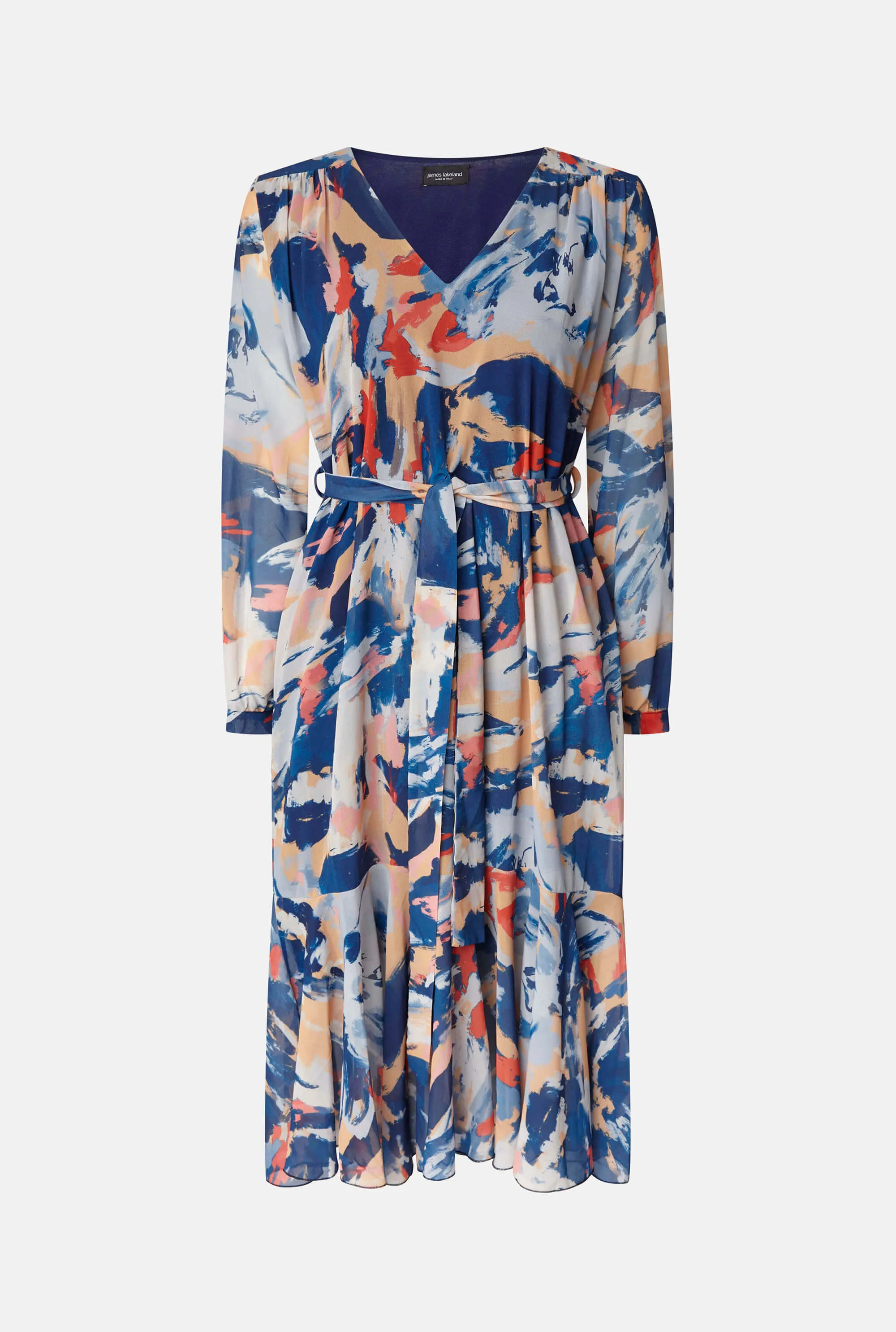 Belted Midi Dress Blue