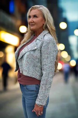 Bishop And Young Romantic Flair Emile Moto Jacket In Jade