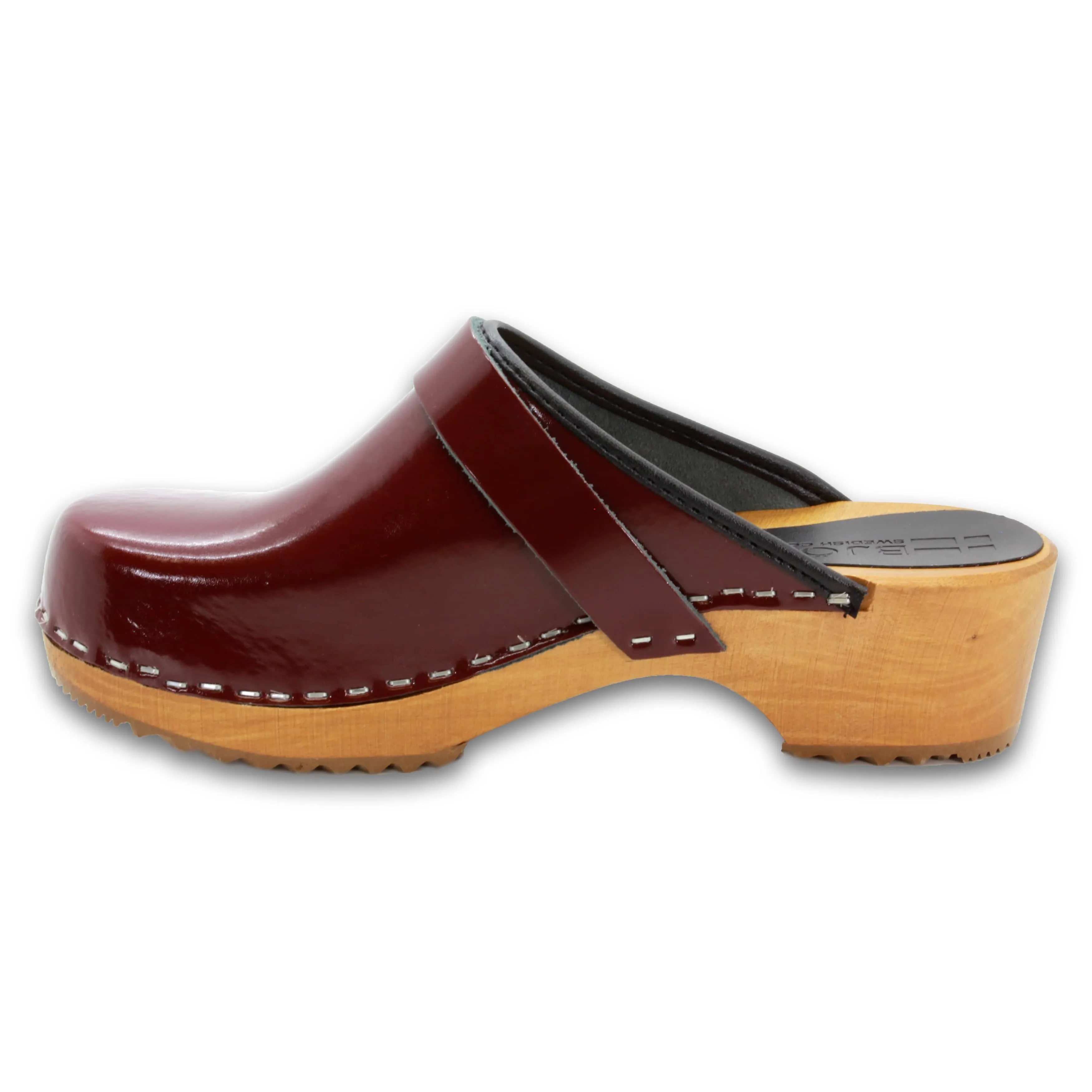 BJORK LEIA Wood Classic Open Back Patent Leather Clogs