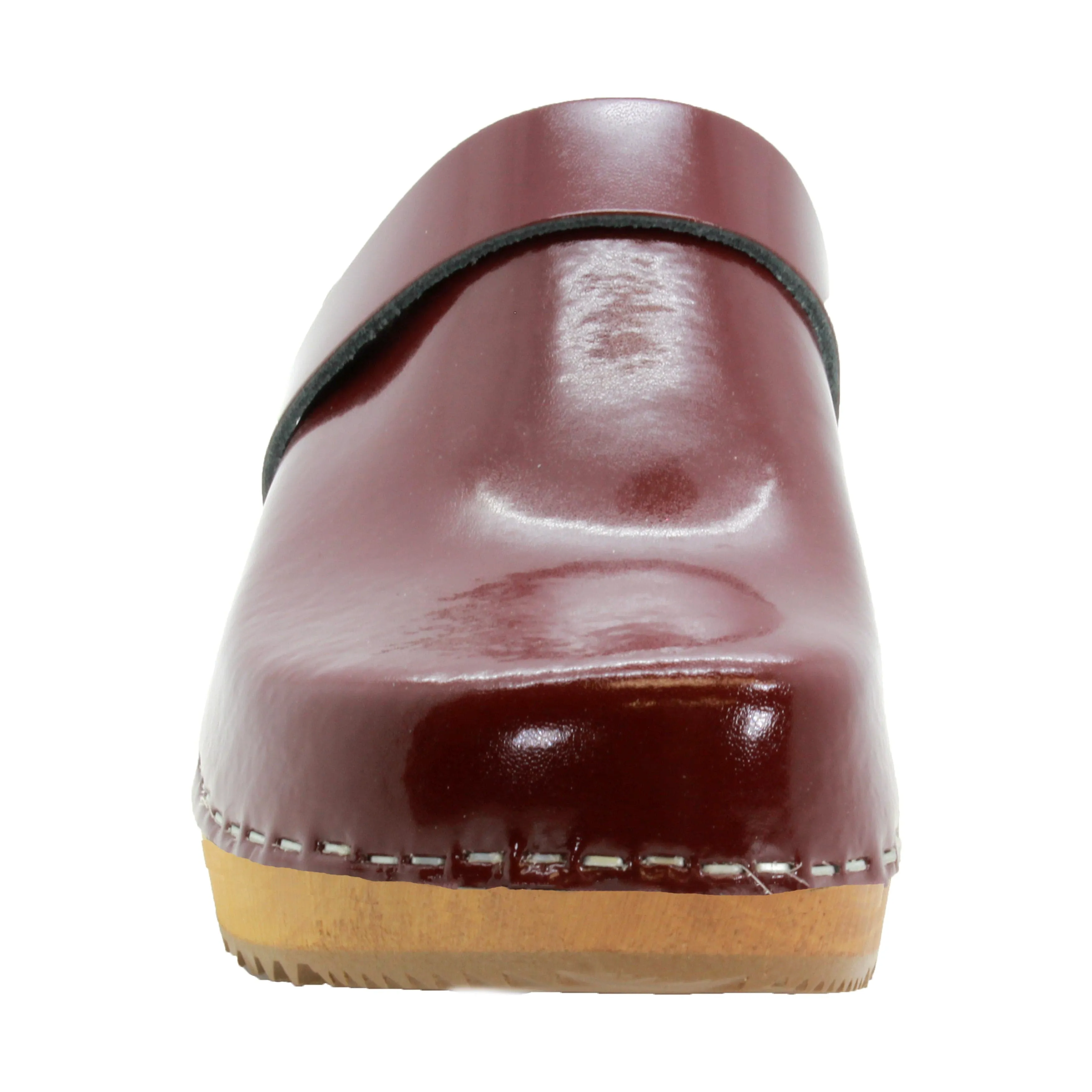 BJORK LEIA Wood Classic Open Back Patent Leather Clogs