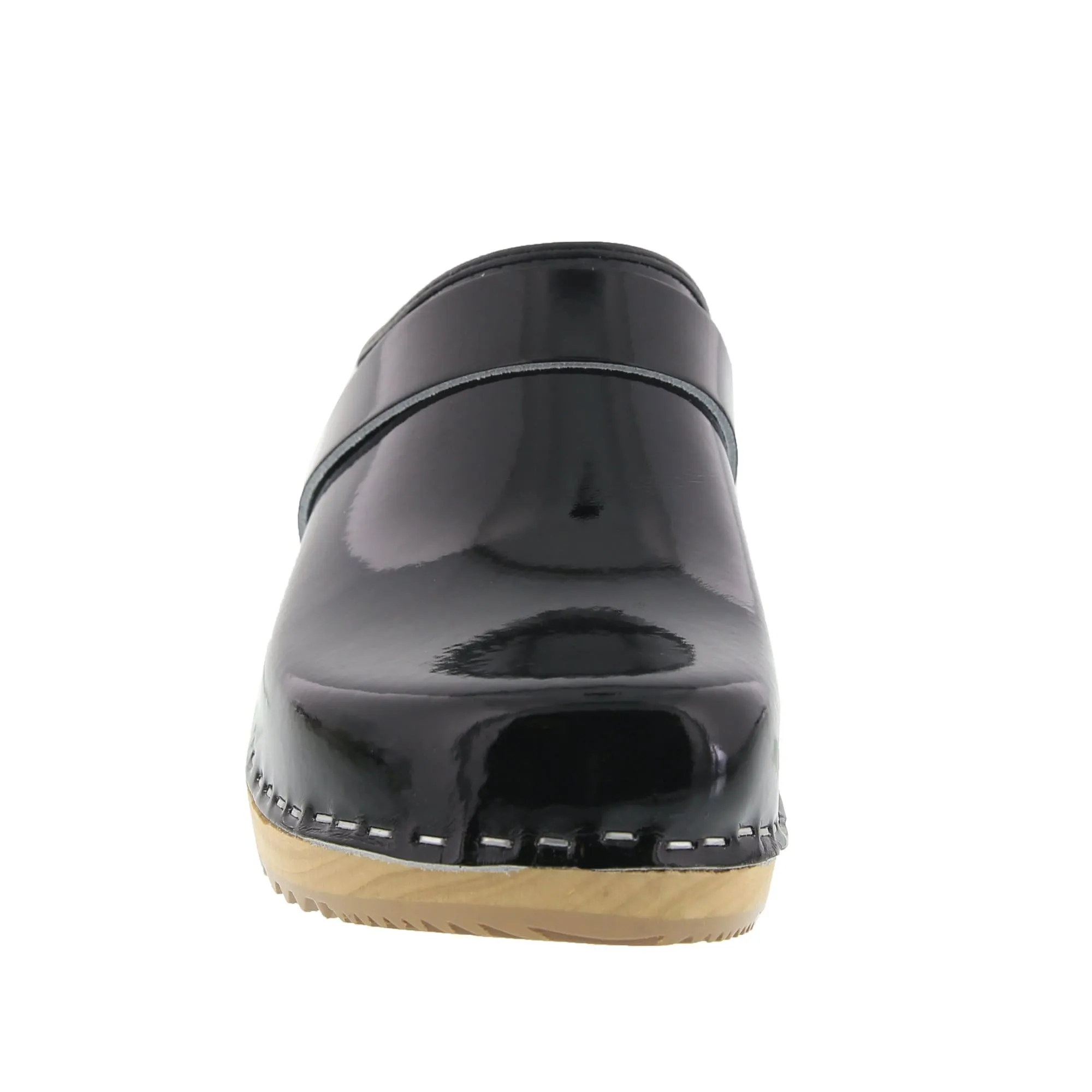 BJORK LEIA Wood Classic Open Back Patent Leather Clogs