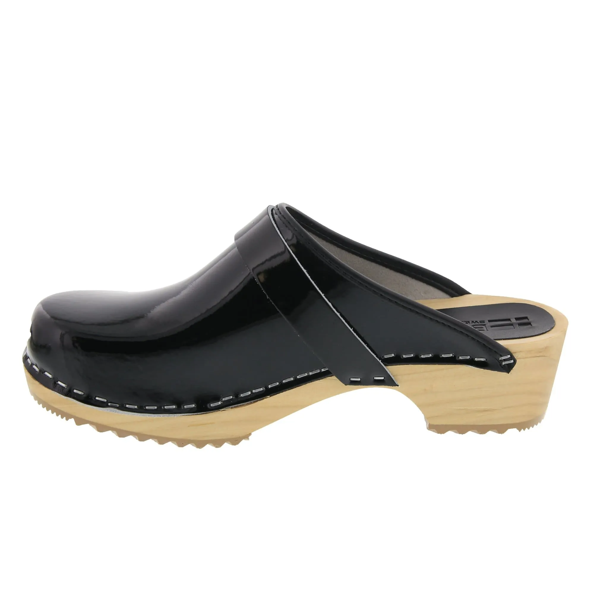 BJORK LEIA Wood Classic Open Back Patent Leather Clogs