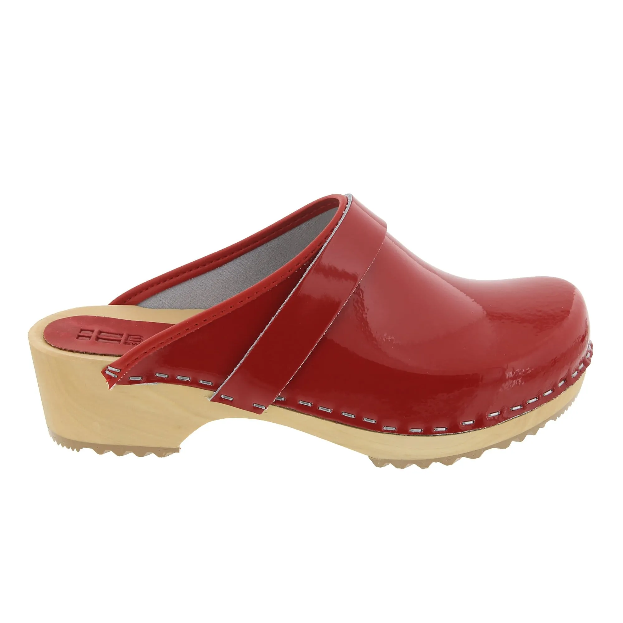 BJORK LEIA Wood Classic Open Back Patent Leather Clogs