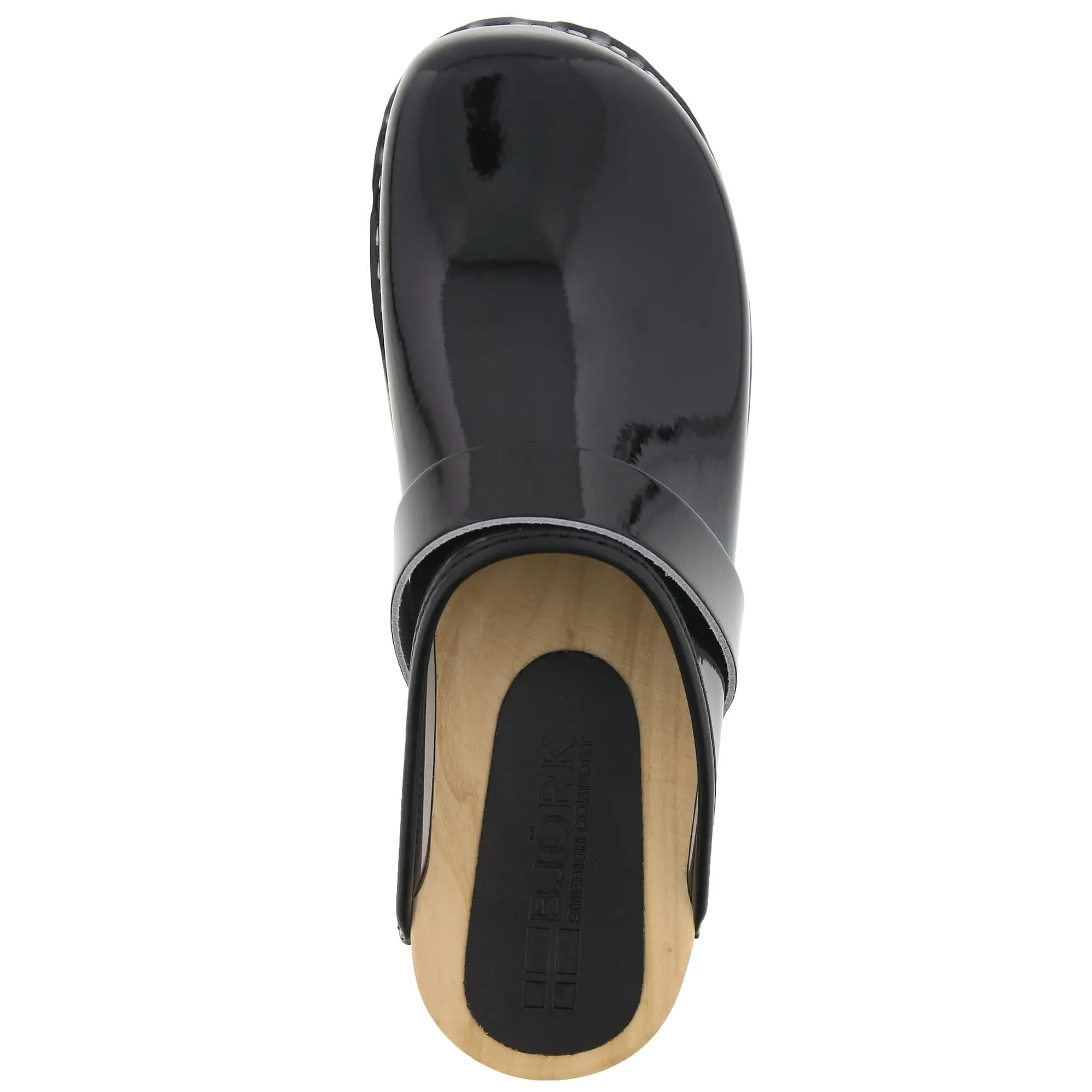 BJORK LEIA Wood Classic Open Back Patent Leather Clogs