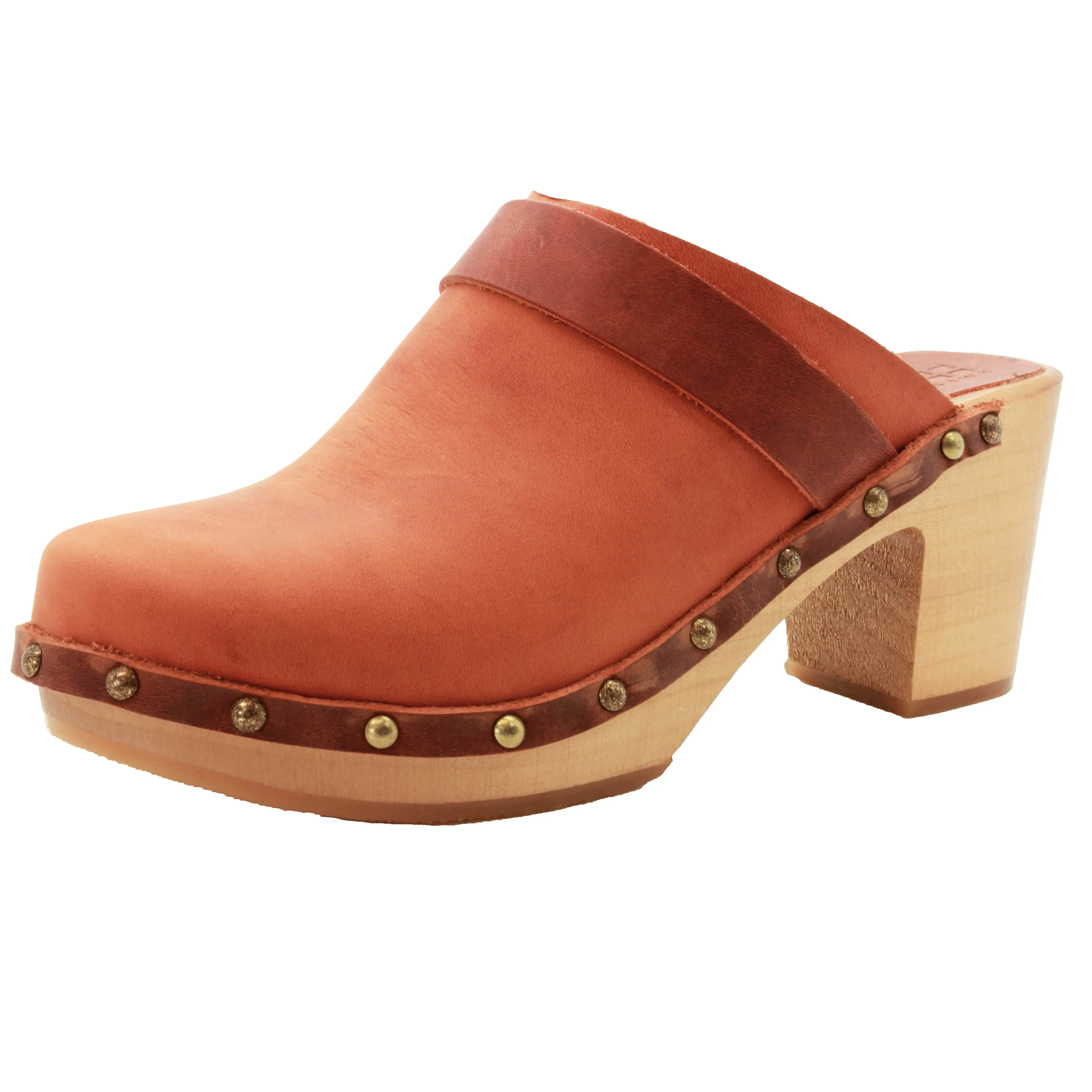 BJORK Maria Wooden Clogs in Vintage Oiled Leather - CLOSEOUT