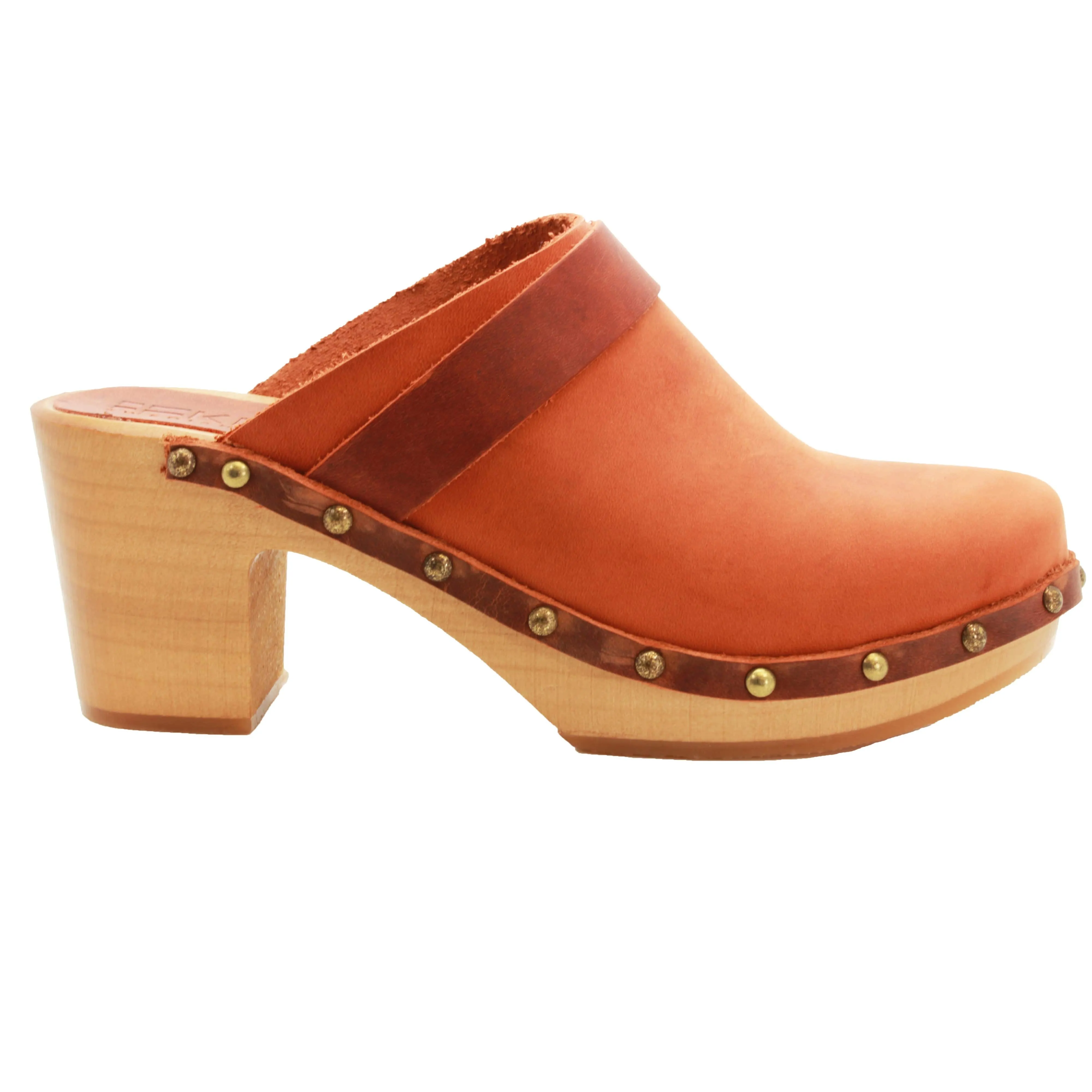 BJORK Maria Wooden Clogs in Vintage Oiled Leather - CLOSEOUT