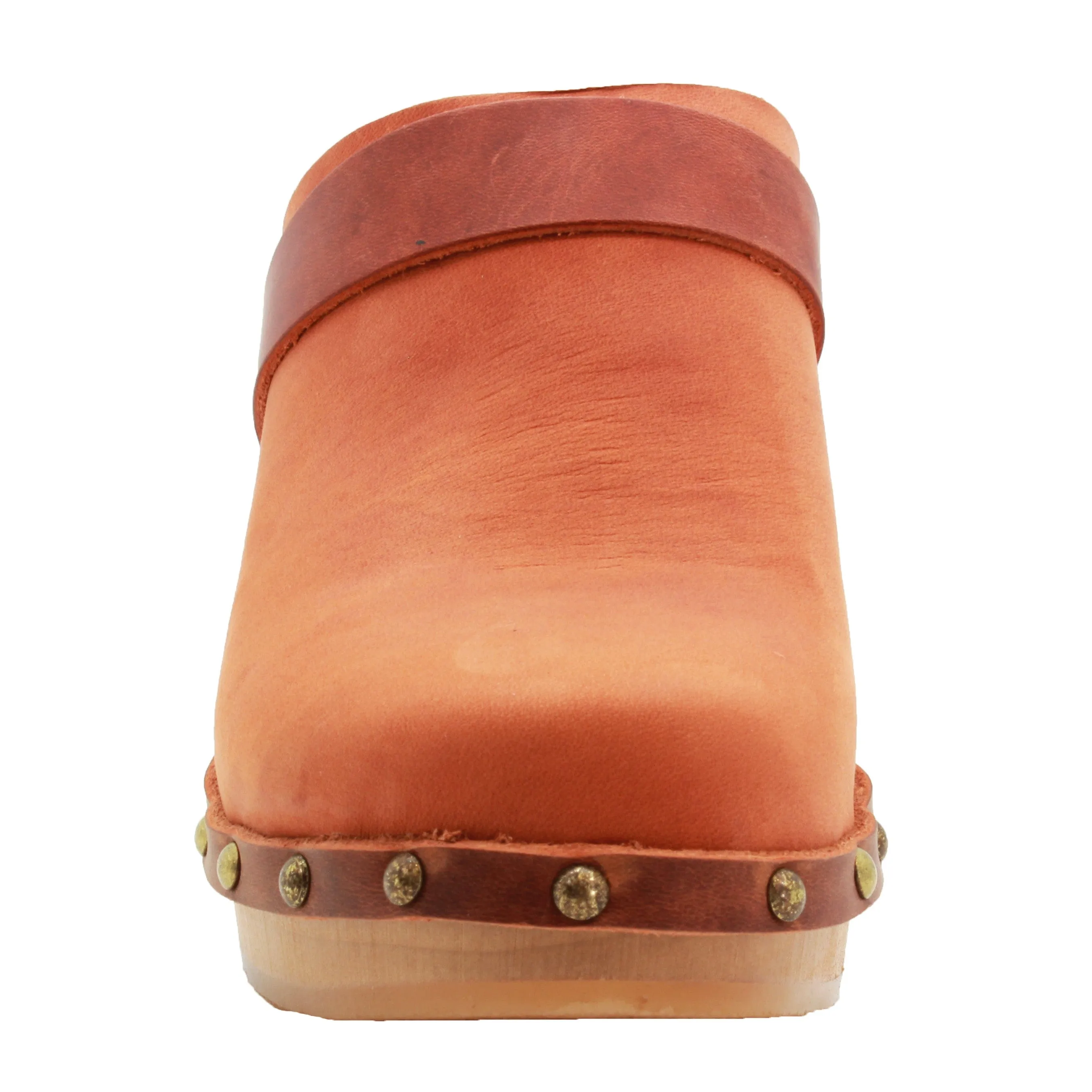 BJORK Maria Wooden Clogs in Vintage Oiled Leather - CLOSEOUT