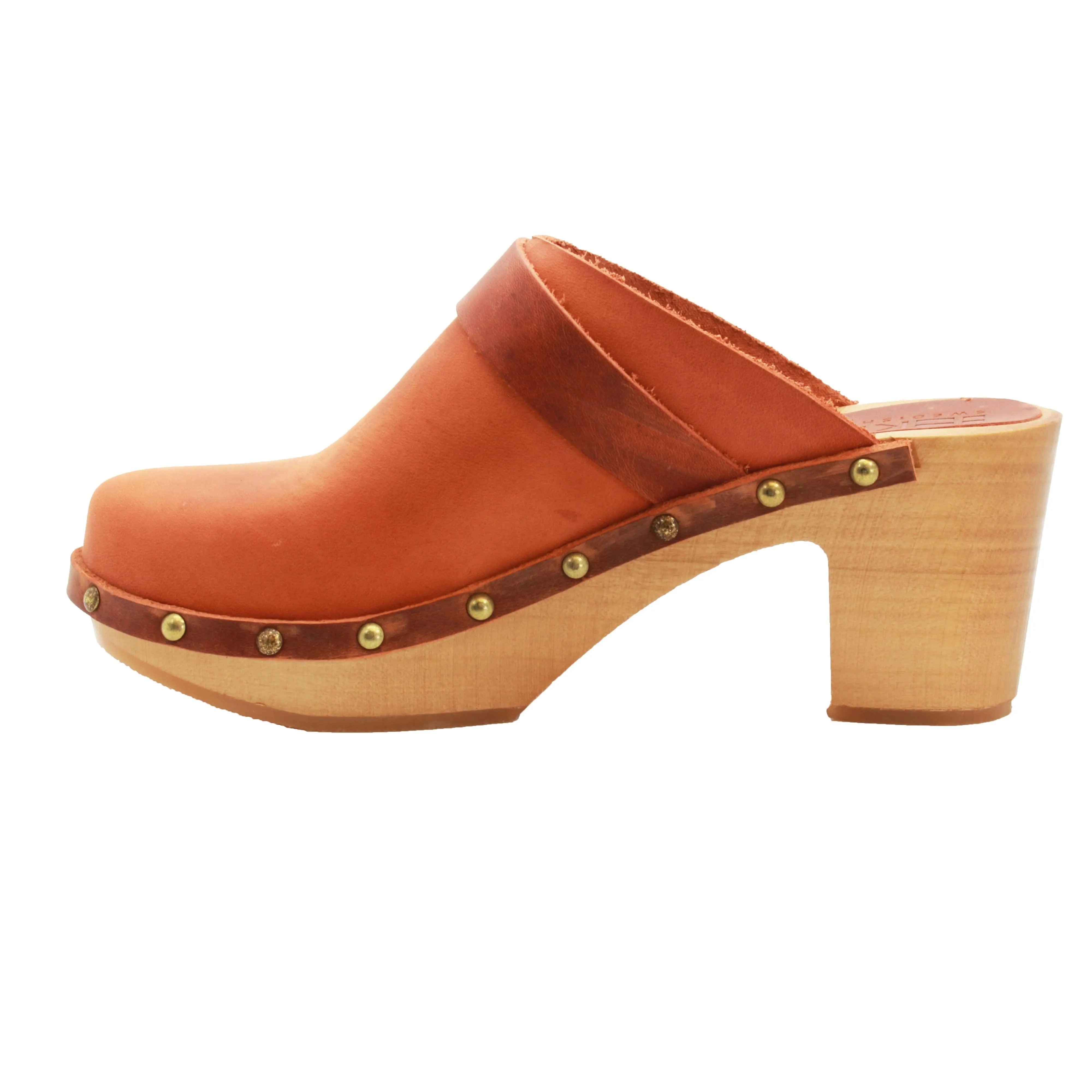 BJORK Maria Wooden Clogs in Vintage Oiled Leather - CLOSEOUT