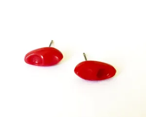 Cherry Red Clog Stud Earrings