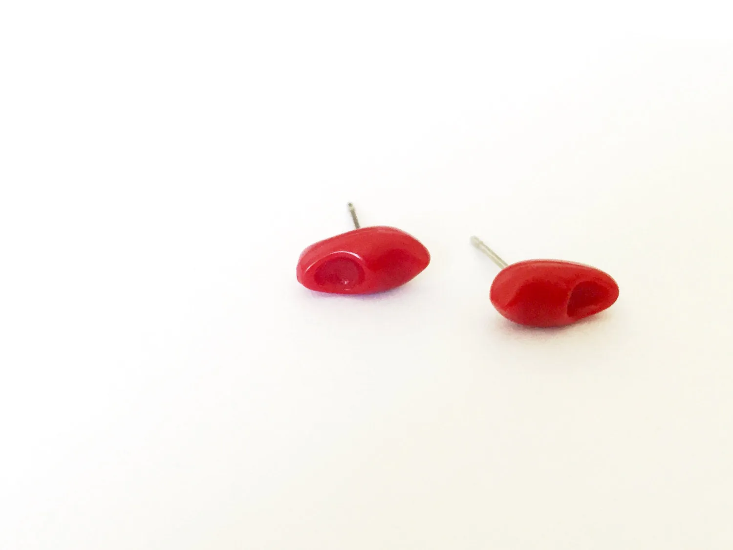 Cherry Red Clog Stud Earrings