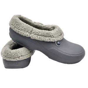 Crocs Shoes Dual Comfort Mens Size 12 Faux Fur Gray Slip On Winter Clogs Cozy