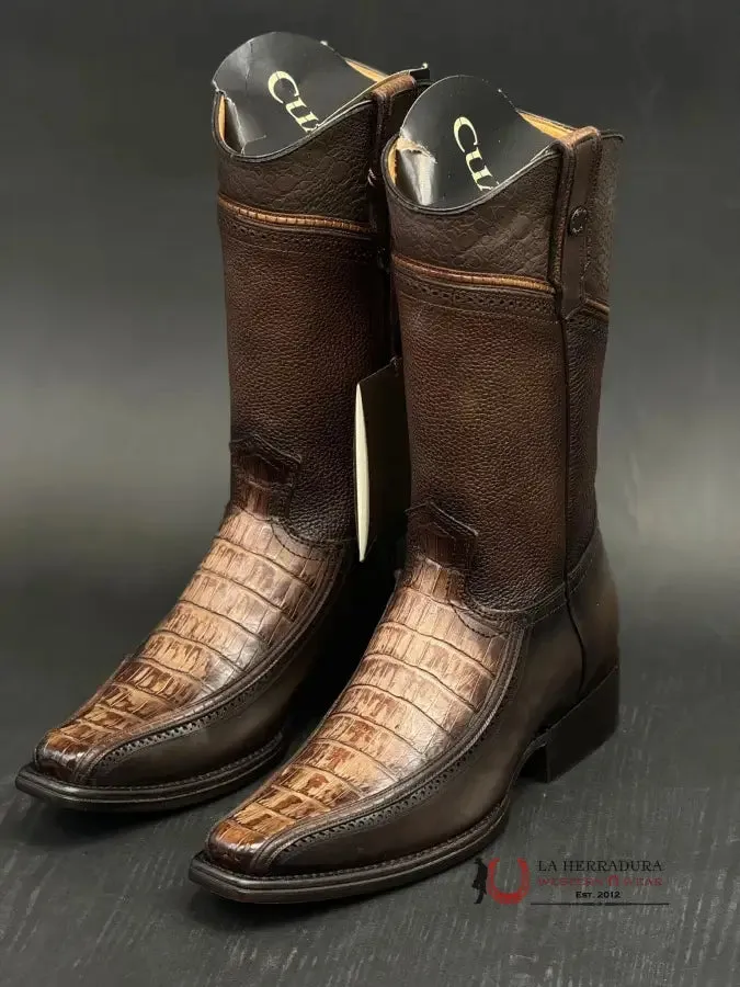 CUADRA BOOT FUSCUS CAIMAN COLA ARAUCO CHOCOLATE LASER NARROW SQUARE TOE