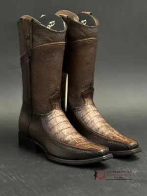 CUADRA BOOT FUSCUS CAIMAN COLA ARAUCO CHOCOLATE LASER NARROW SQUARE TOE