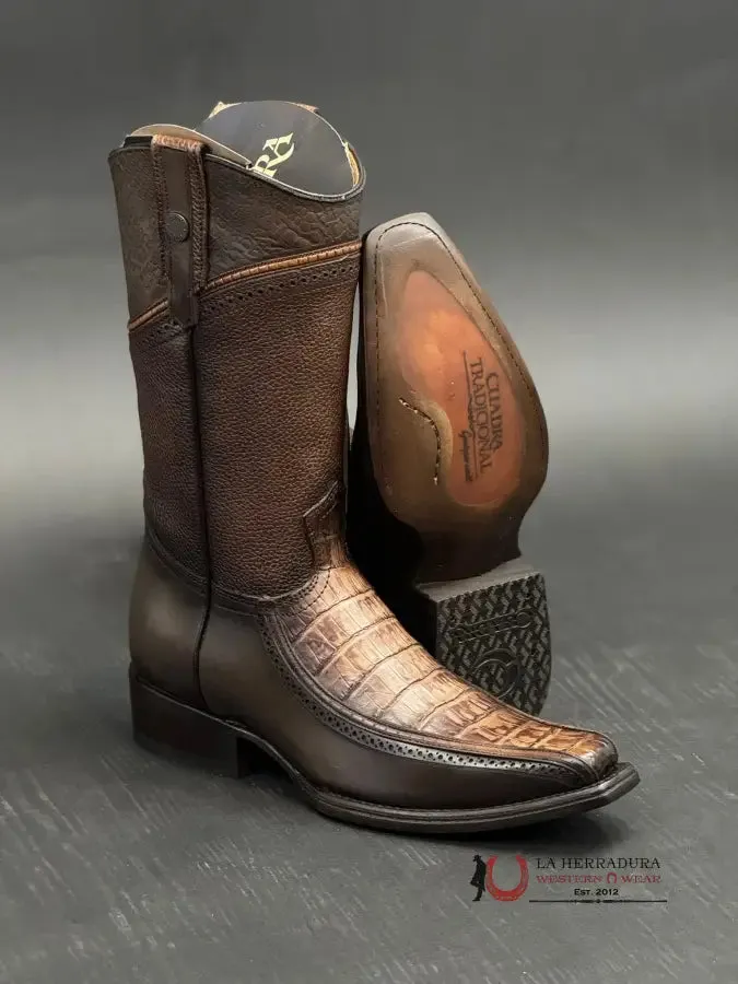 CUADRA BOOT FUSCUS CAIMAN COLA ARAUCO CHOCOLATE LASER NARROW SQUARE TOE