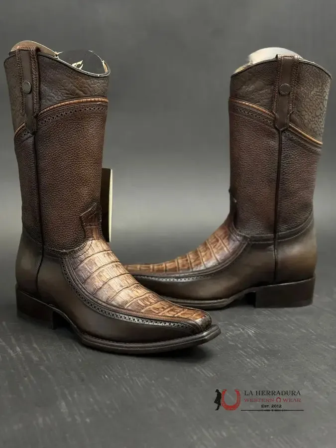CUADRA BOOT FUSCUS CAIMAN COLA ARAUCO CHOCOLATE LASER NARROW SQUARE TOE