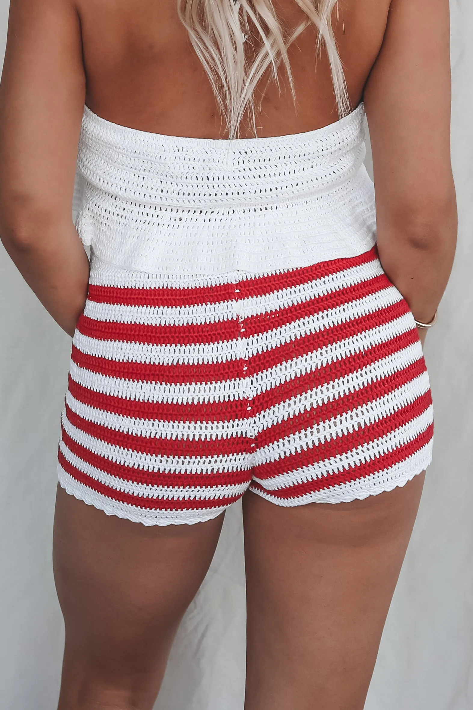 DEAL The Theme Is Patriotic Striped Knit Shorts