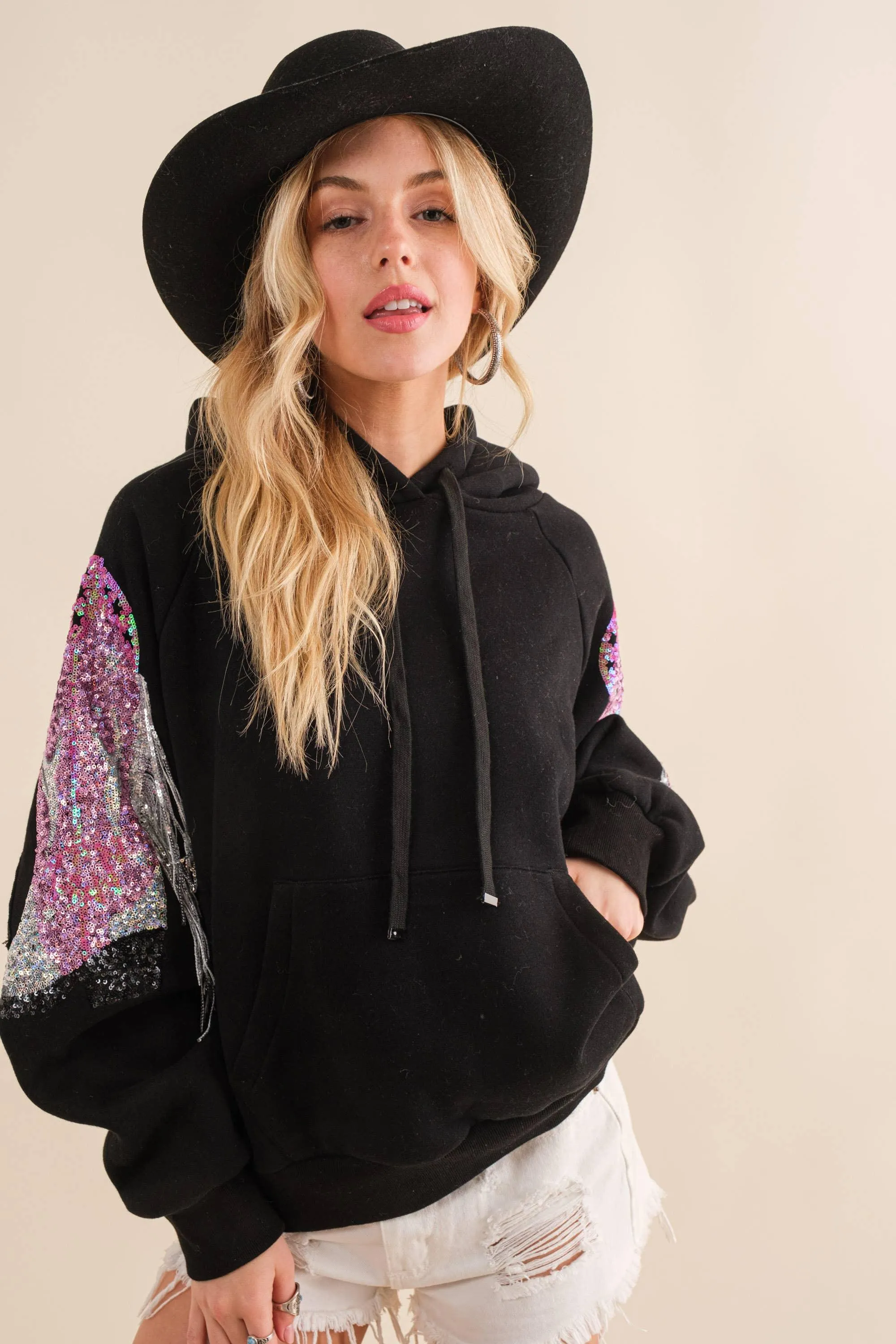 Fleece Terry Sequin BRIDE Cowgirl Boots Hoodie