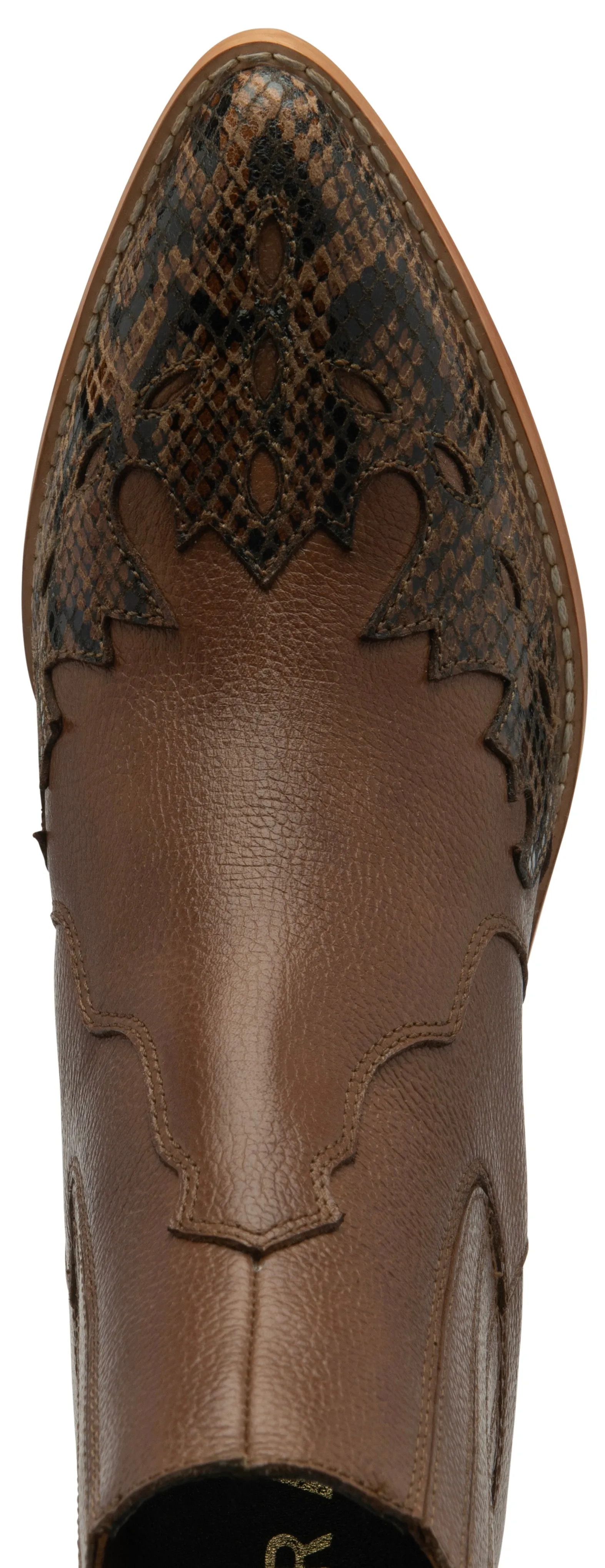 Galmoy Tan Leather Boot with Snake Detail