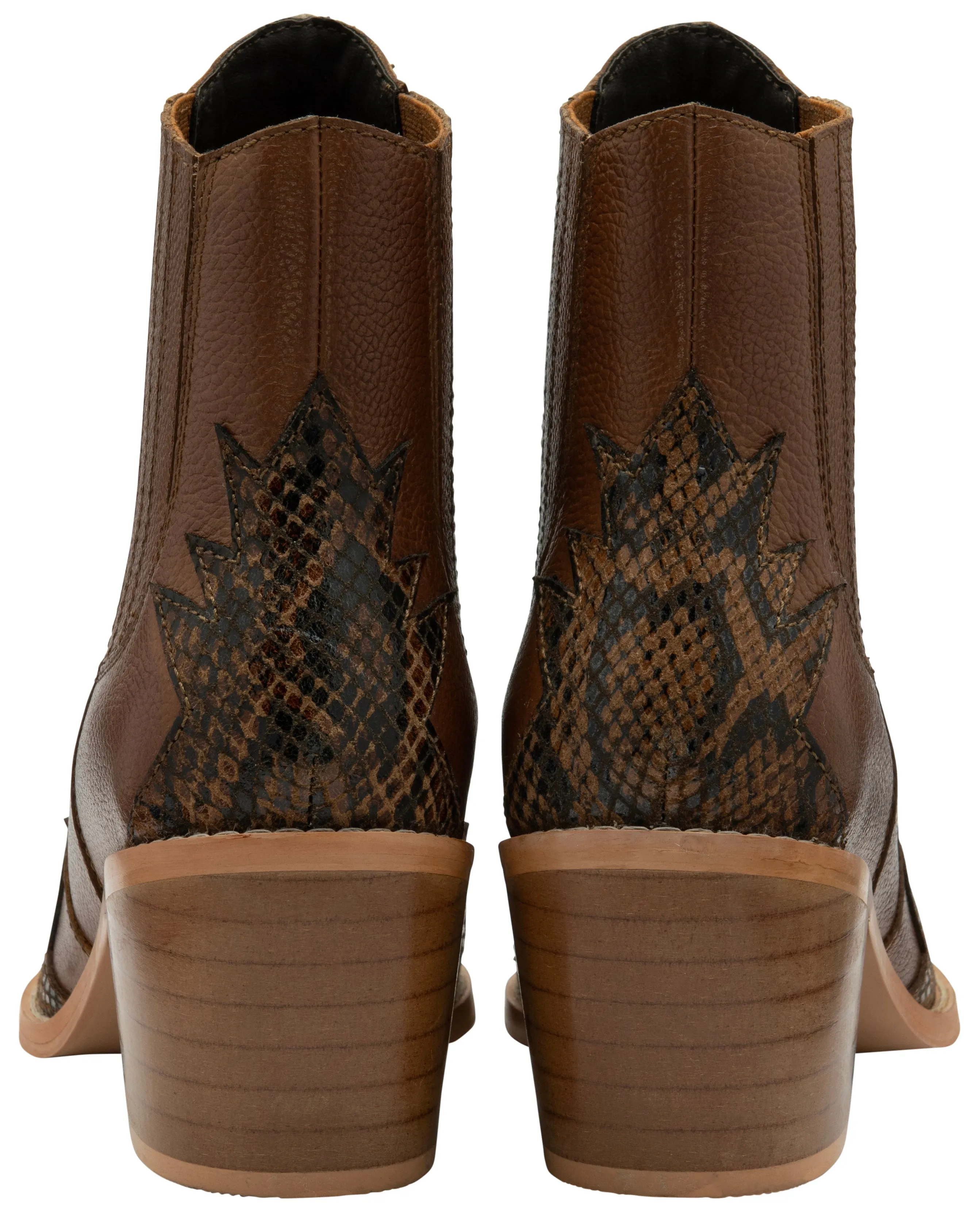 Galmoy Tan Leather Boot with Snake Detail