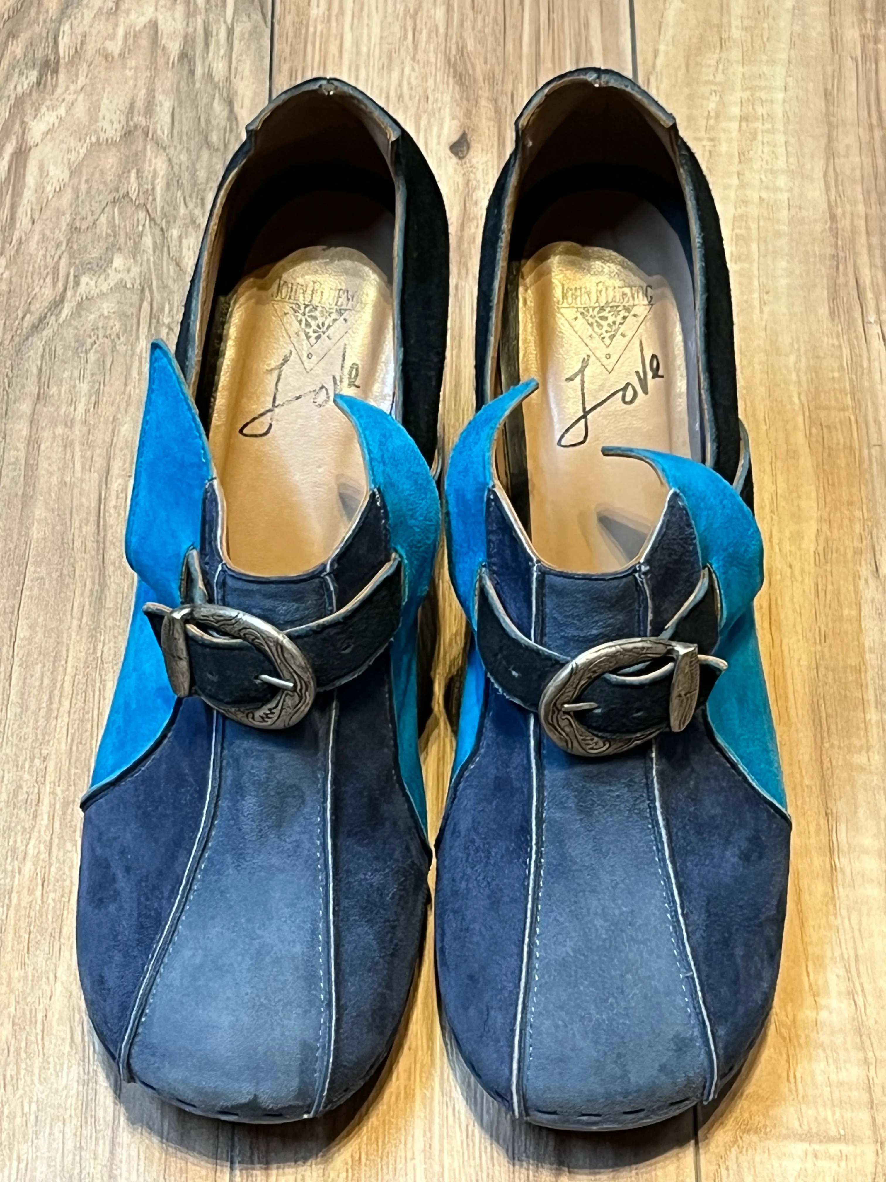 John Fluevog Summer of Love Amor Blue Clog, Made in Peru, Size US Womens 7.5 SOLD