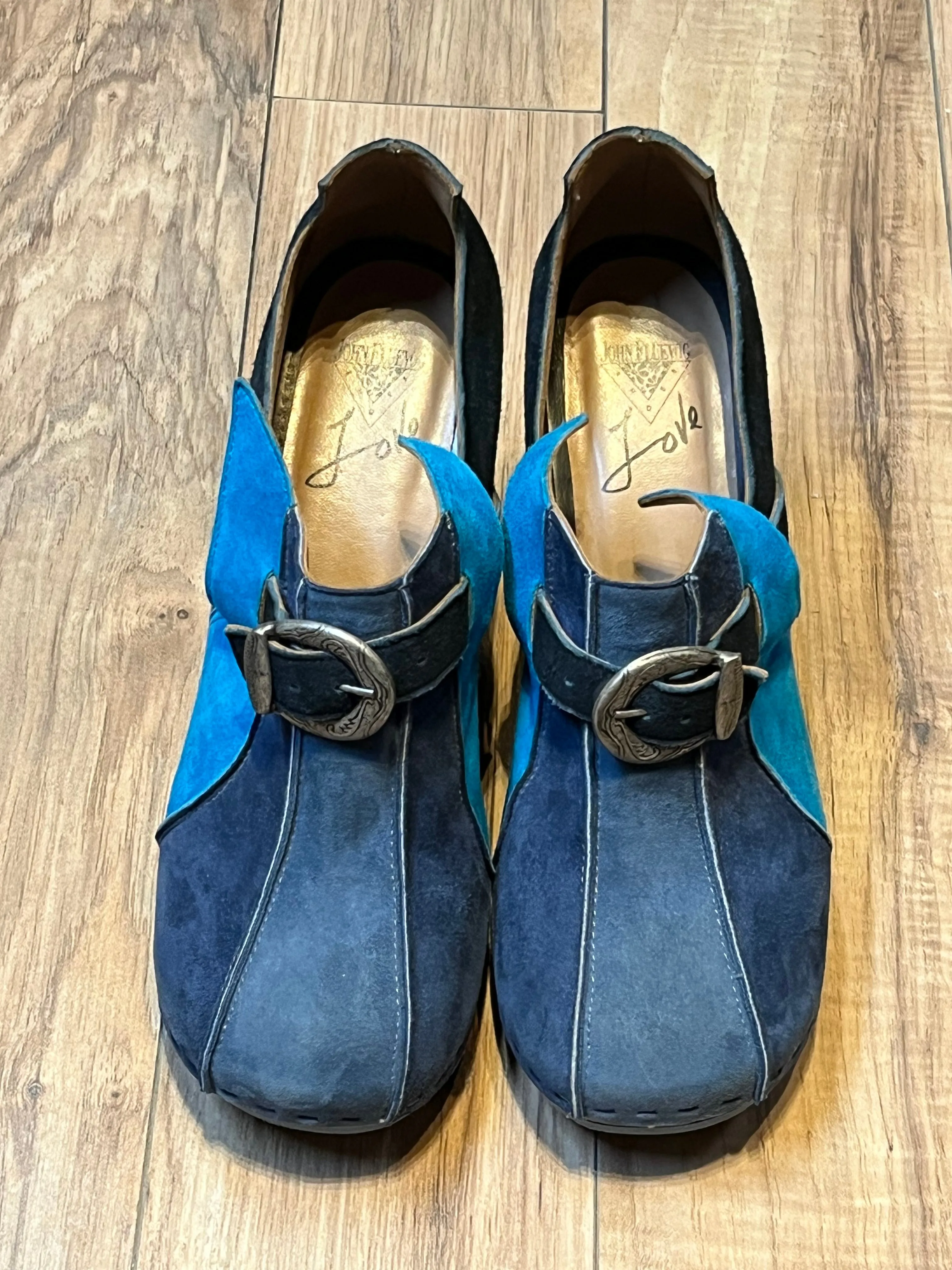 John Fluevog Summer of Love Amor Blue Clog, Made in Peru, Size US Womens 7.5 SOLD