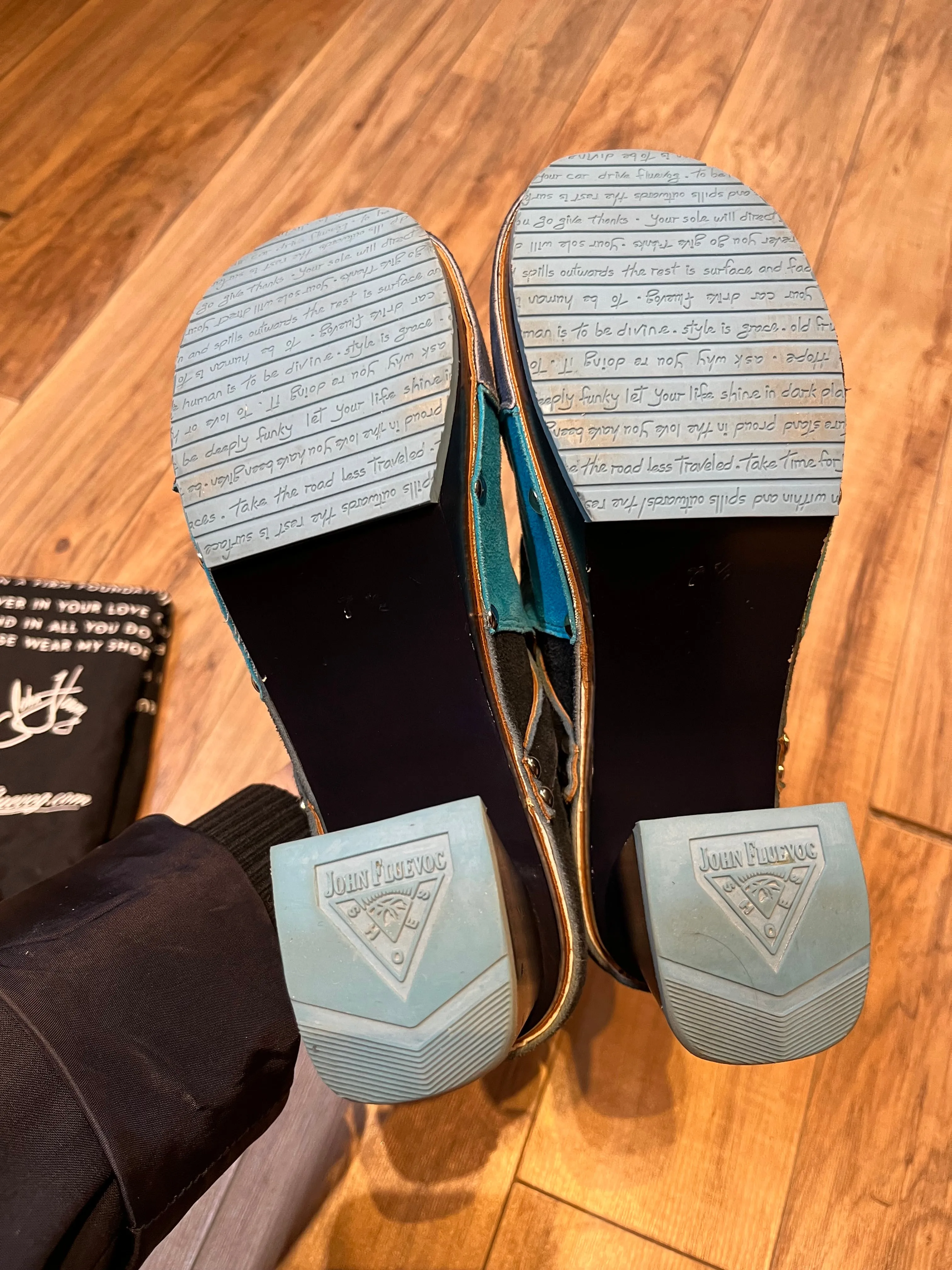 John Fluevog Summer of Love Amor Blue Clog, Made in Peru, Size US Womens 7.5 SOLD
