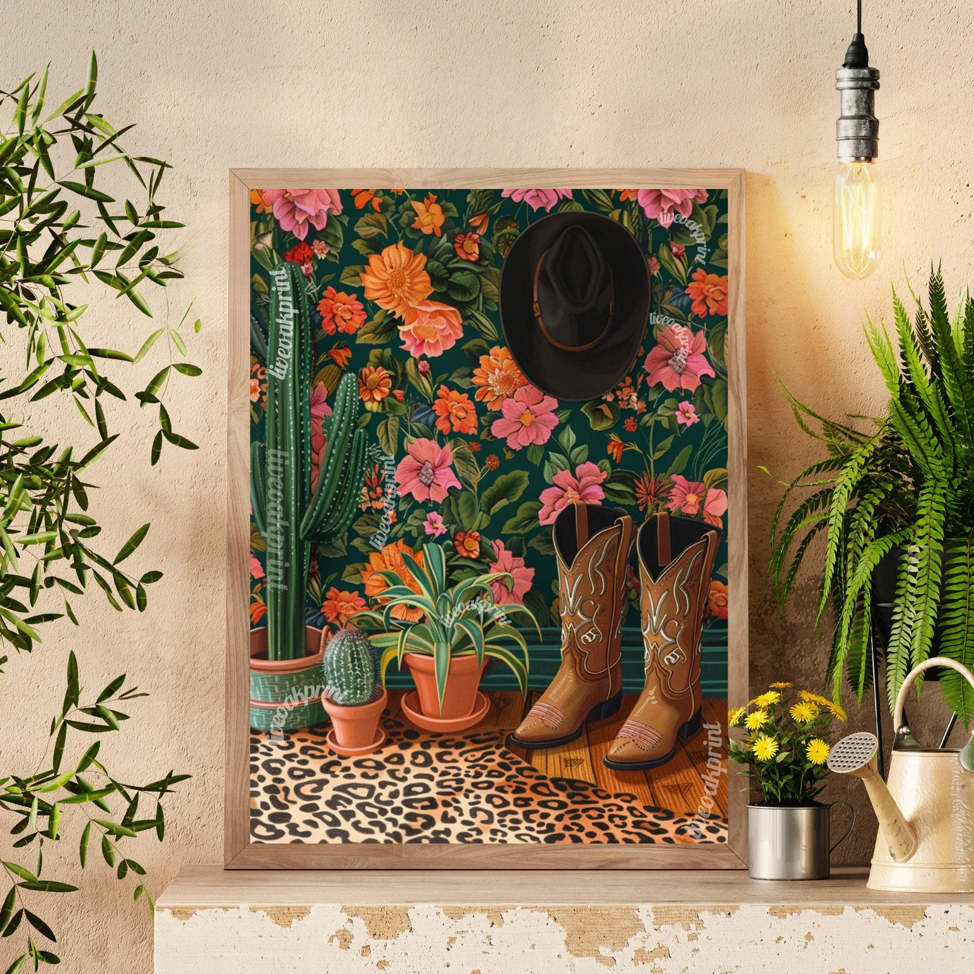 Maximalist Cowgirl Boots Print - Leopard Print  - Bold Eclectic Art - Western Decor - Trendy Cowgirl Art - Cowboy Boots Print