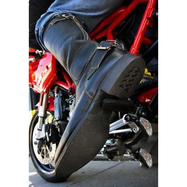 Men's Large Size Motorcycle Boots With High Metal Trim