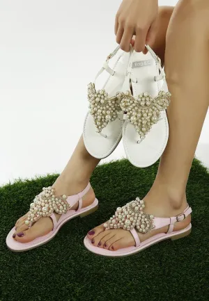 Nayasa Flat Sandals With Pearls