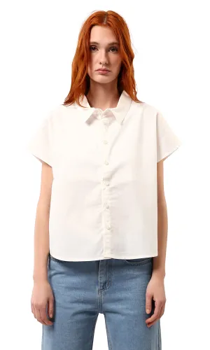 O179200 Short Sleeves Pastel Beige Solid Short Shirt 