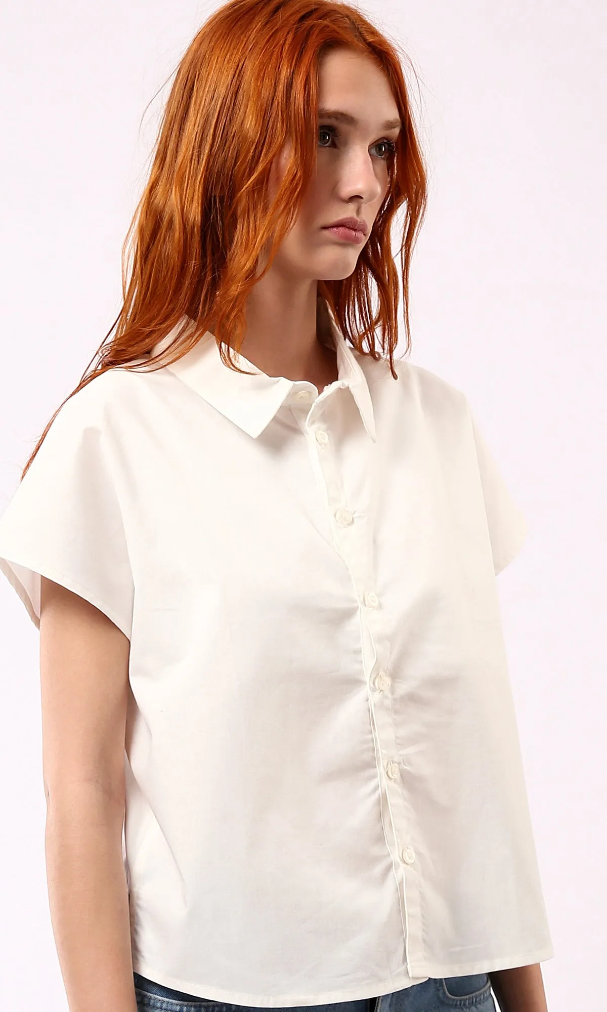 O179200 Short Sleeves Pastel Beige Solid Short Shirt 