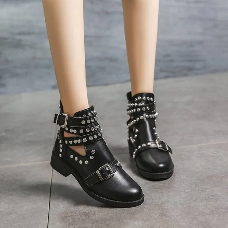 Rivet Studded Motorcycle Boots