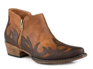 Roper Womens Lorene Tan/Brown Faux Leather Ankle Boots