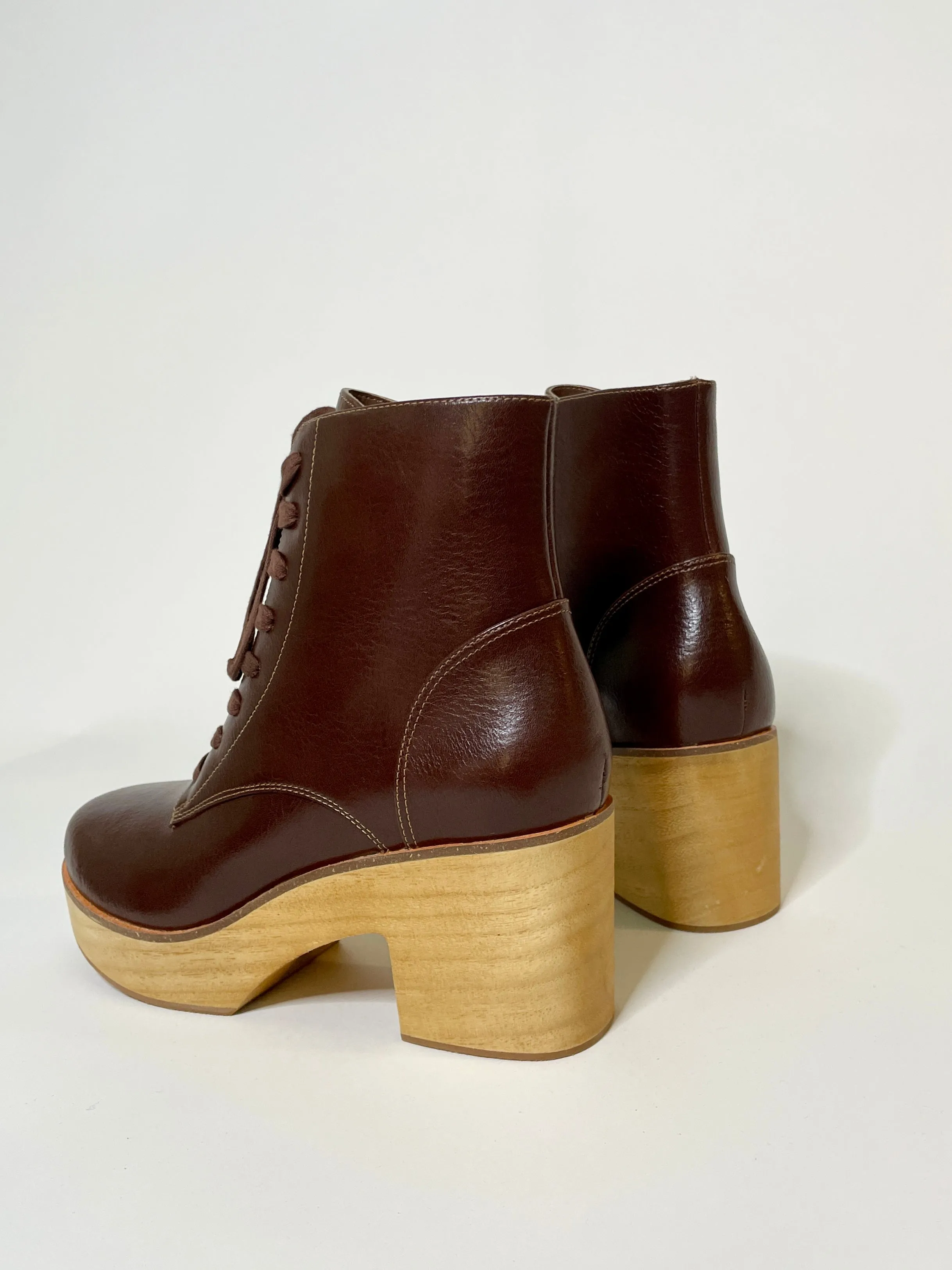 Sanita Wood-Colo Plateau Boot Dark Brown