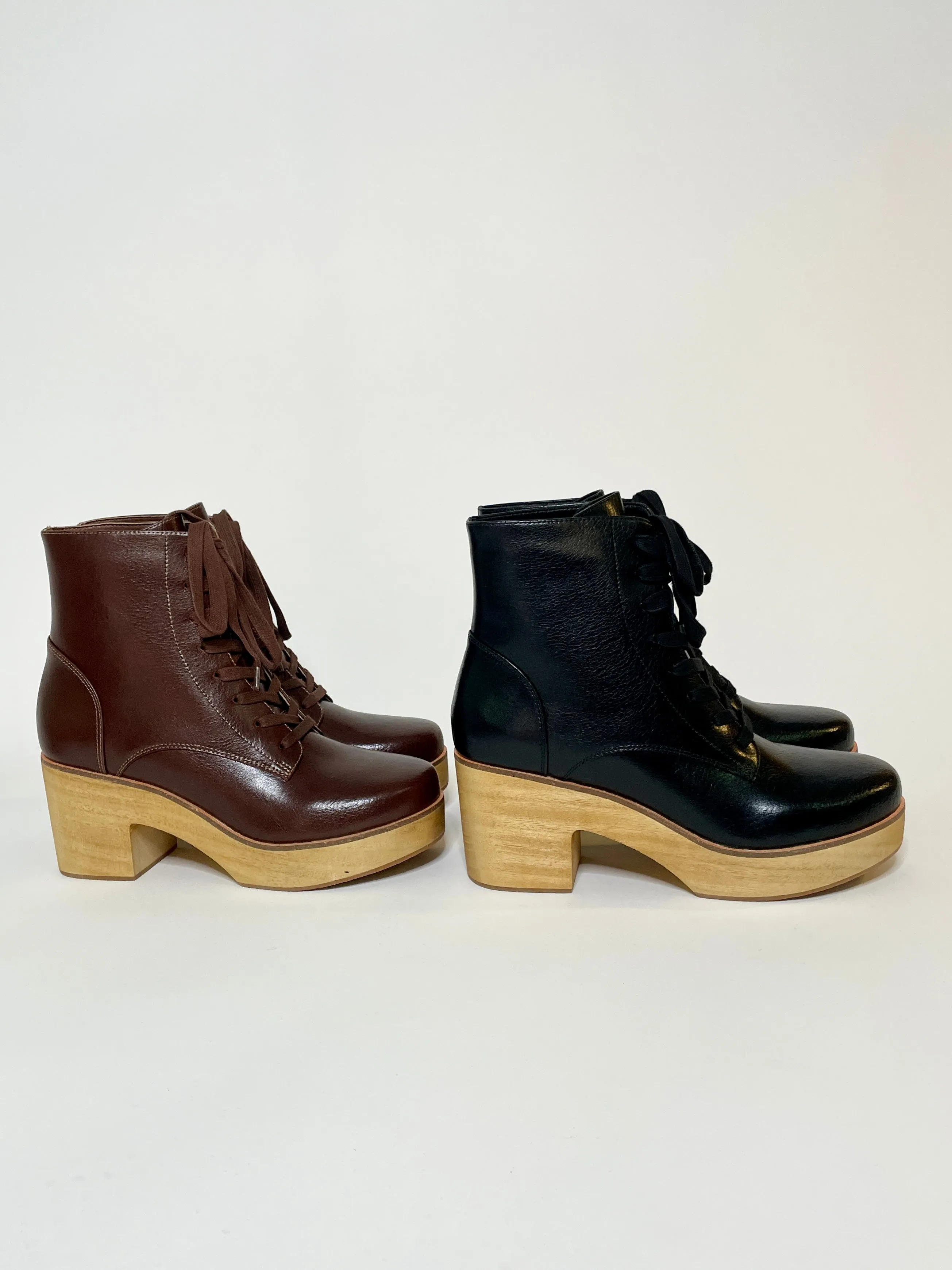 Sanita Wood-Colo Plateau Boot Dark Brown