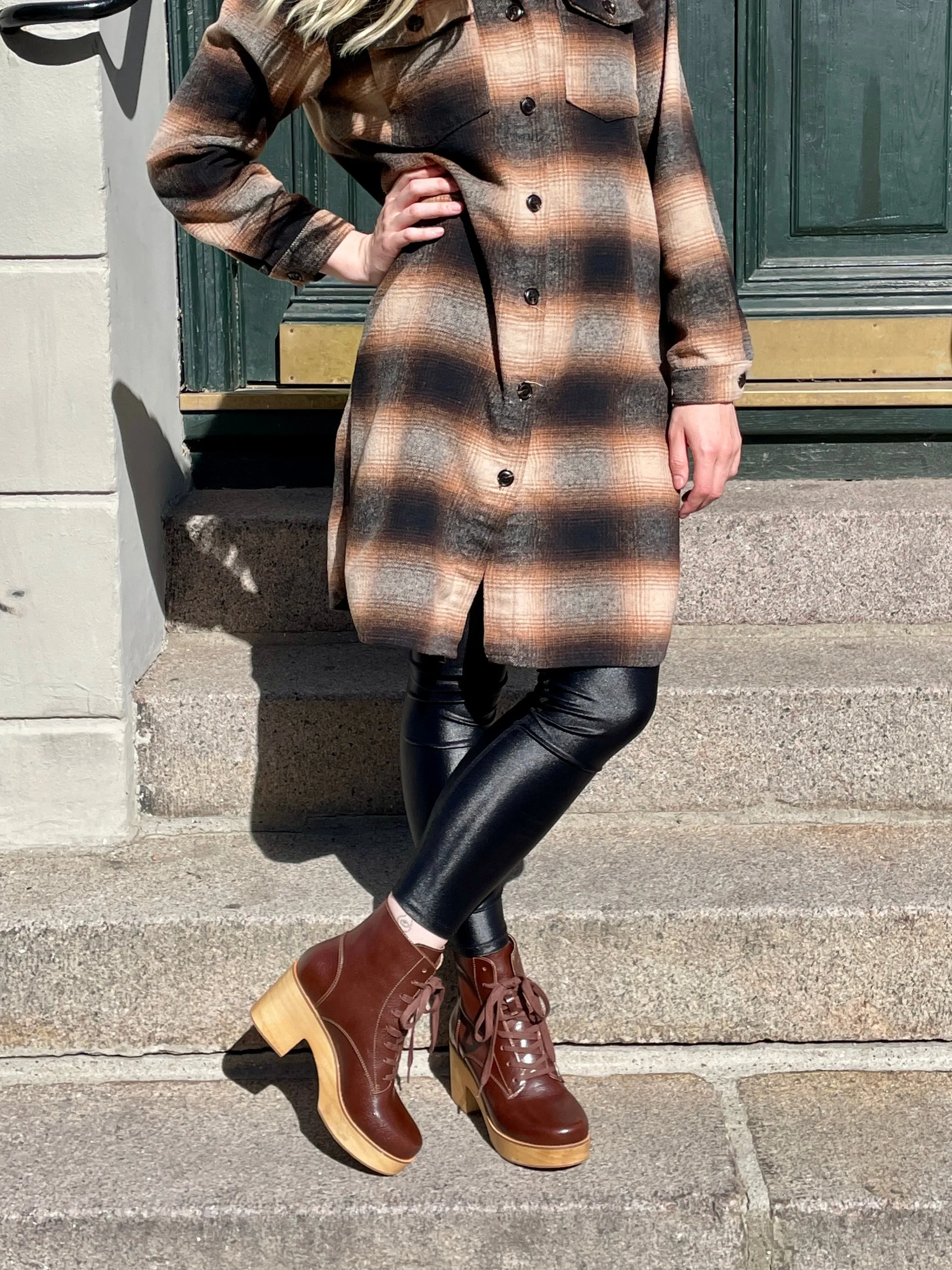 Sanita Wood-Colo Plateau Boot Dark Brown