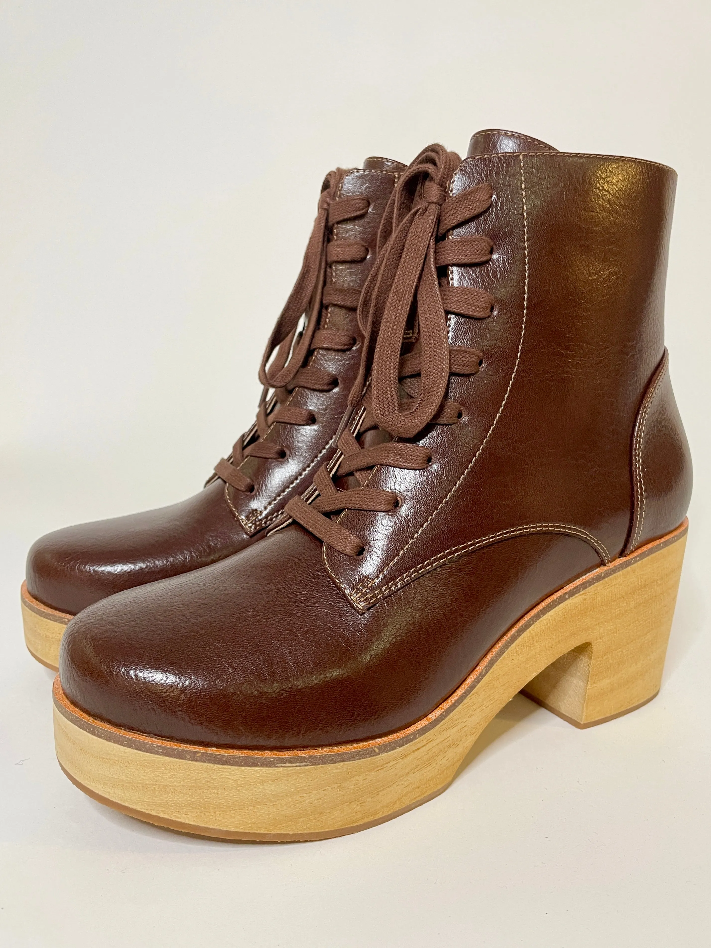 Sanita Wood-Colo Plateau Boot Dark Brown