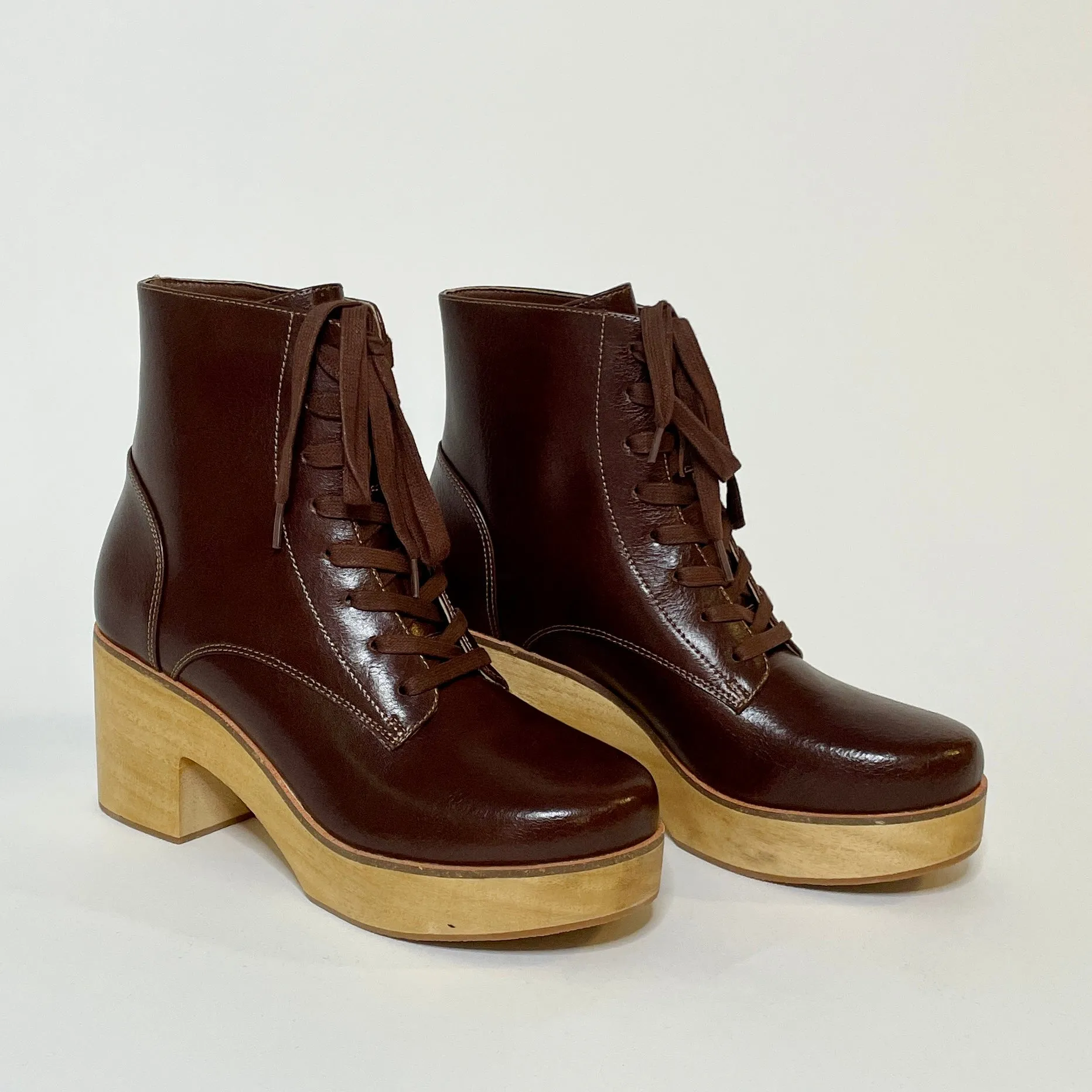 Sanita Wood-Colo Plateau Boot Dark Brown