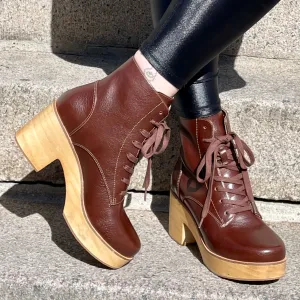 Sanita Wood-Colo Plateau Boot Dark Brown