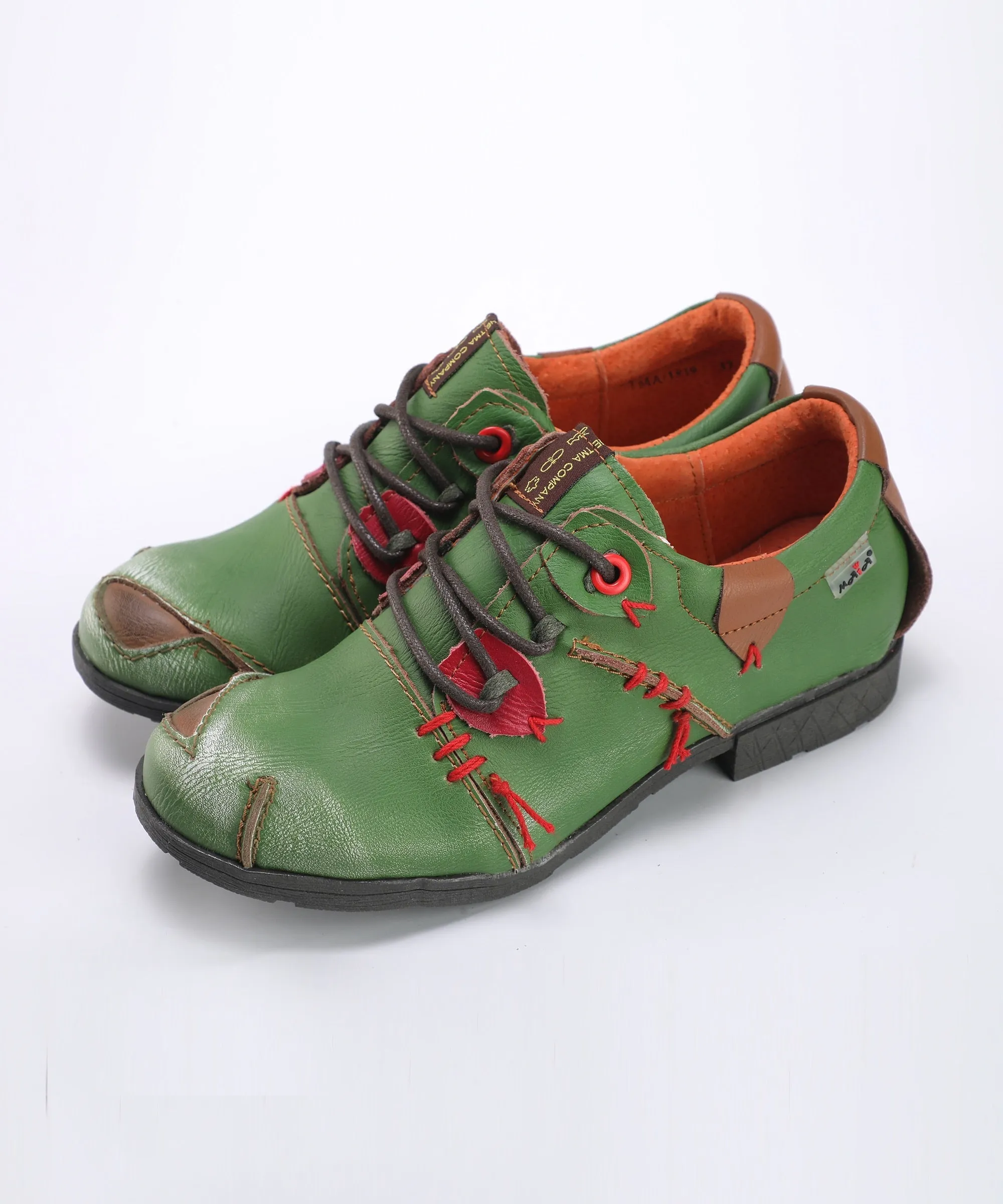 Sinister Step Stitches - Washed Leather Shoes For Women