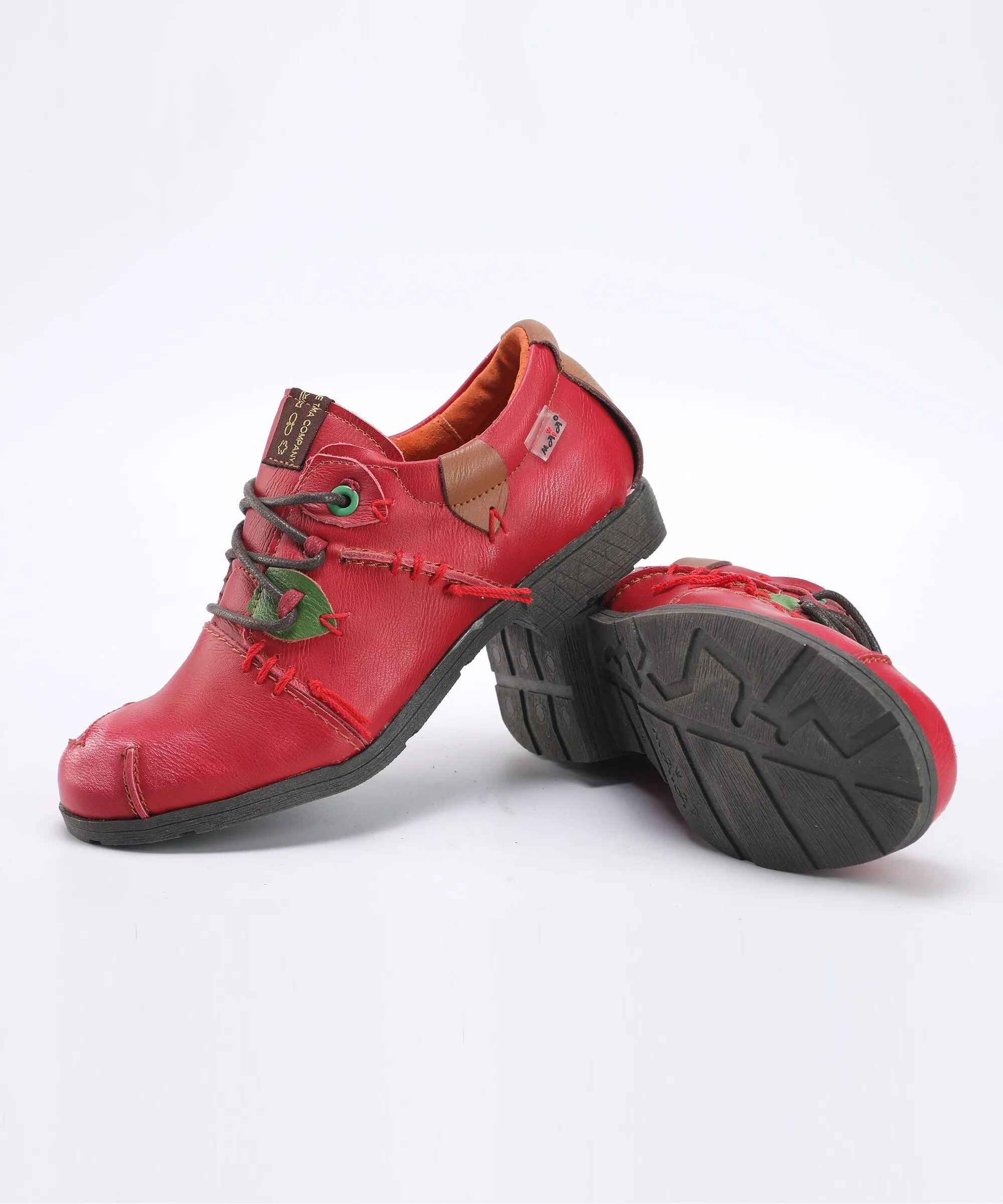 Sinister Step Stitches - Washed Leather Shoes For Women