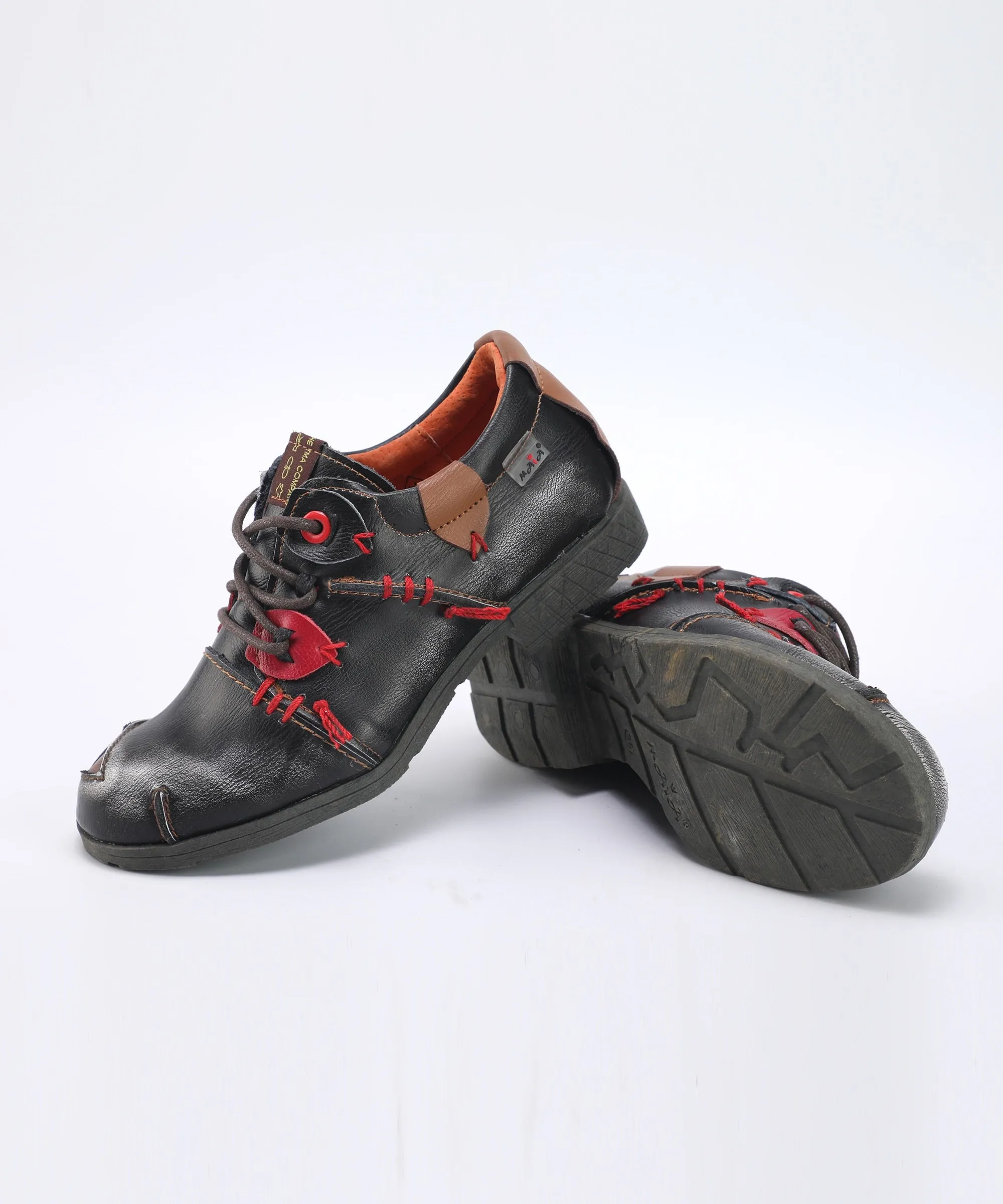 Sinister Step Stitches - Washed Leather Shoes For Women