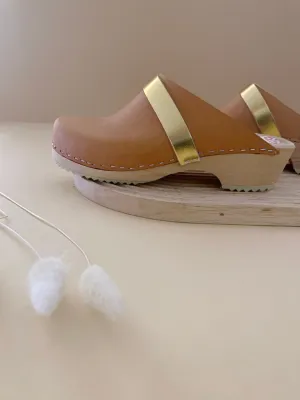 Swedish Clogs Malm Beige & Gold